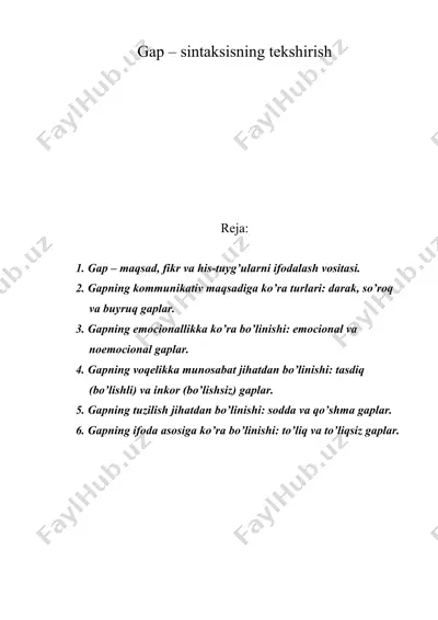 gap – sintaksisning tekshirish — DOC