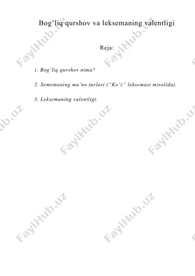 bog’liq qurshov va leksemaning valentligi — DOCX