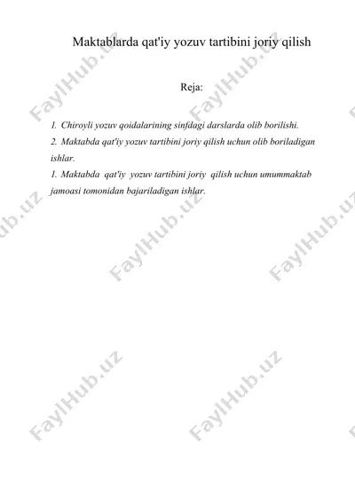maktablarda qat'iy yozuv tartibini joriy qilish — DOC