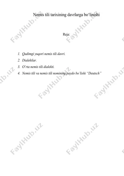 nemis tili tarixining davrlarga bo‘linishi — DOC