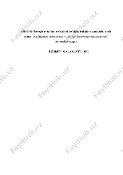 galliformes turkumi asosiy vakillari bioekologiyasi, ahamiyati — DOC