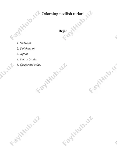 otlarning tuzilish turlari — DOC