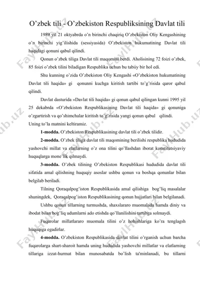 o’zbеk tili - o’zbеkiston rеspubliksining davlat tili — DOC