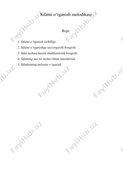 sifatni o‘rganish metodikasi — DOC