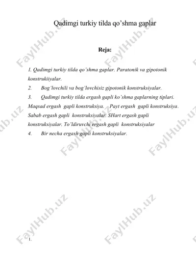qadimgi turkiy tilda qo’shma gaplar — DOC
