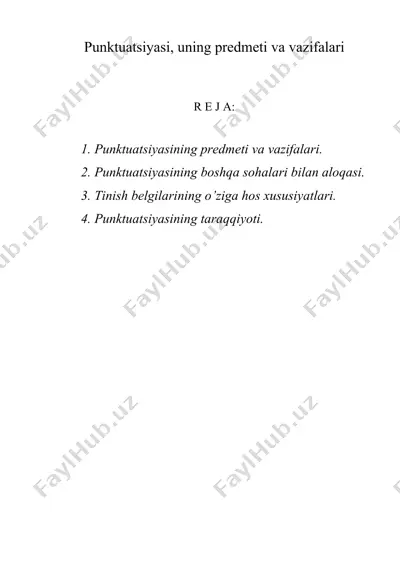punktuatsiyasi, uning predmeti va vazifalari — DOC