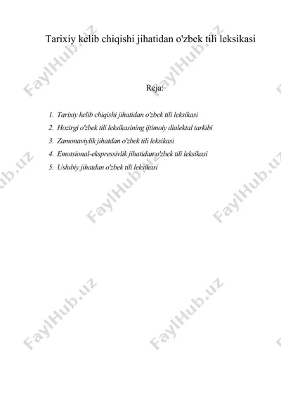 tarixiy kelib chiqishi jihatidan o'zbek tili leksikasi — DOC