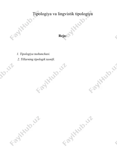 tipologiya va lingvistik tipologiya — DOC
