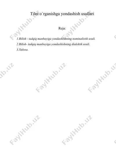 tilni o`rganishga yondashish usullari — DOC