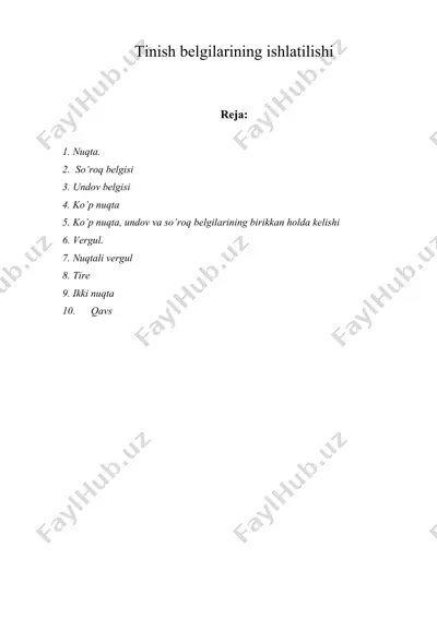 tinish bеlgilarining ishlatilishi — DOC