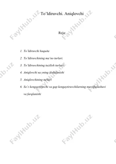 to’ldiruvchi. aniqlovchi — DOC