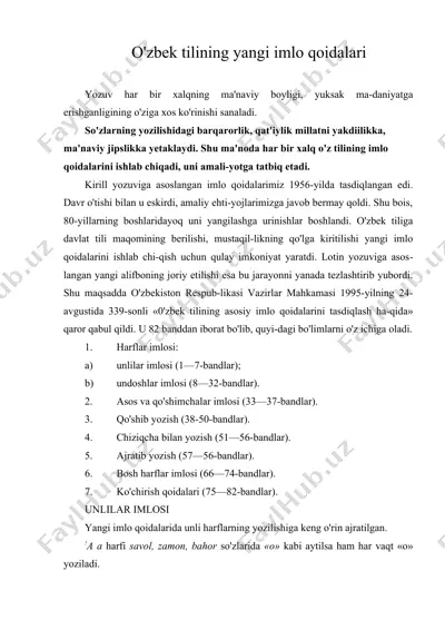 o'zbek tilining yangi imlo qoidalari — DOC