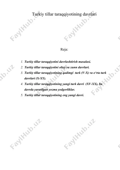 turkiy tillar taraqqiyotining davrlari — DOC