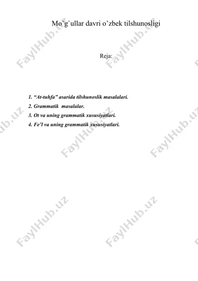 mo’g`ullar davri o’zbek tilshunosligi — DOCX