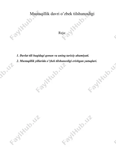 mustaqillik davri o’zbek tilshunosligi — DOCX
