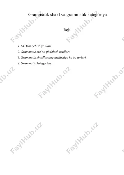 grammatik shakl va grammatik kategoriya — DOC