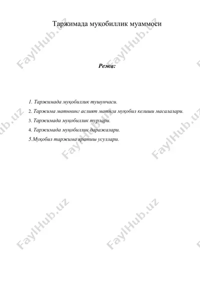 таржимада муқобиллик муаммоси — DOC