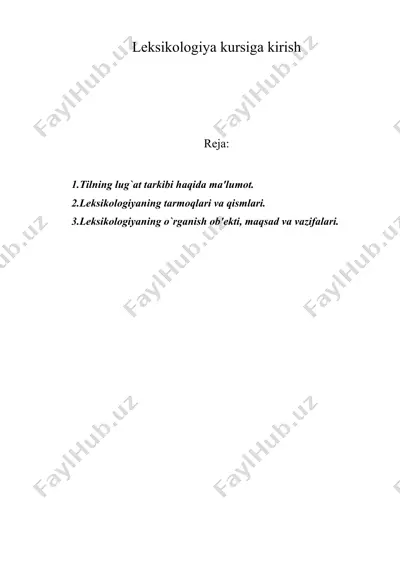 leksikologiya kursiga kirish — DOC