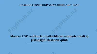 csp va rkm ko‘rsatkichlarini aniqlash orqali ip pishiqligini bashorat qilish — PPTX