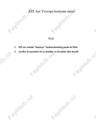 xix asr yevropa kostyum tarixi — DOC