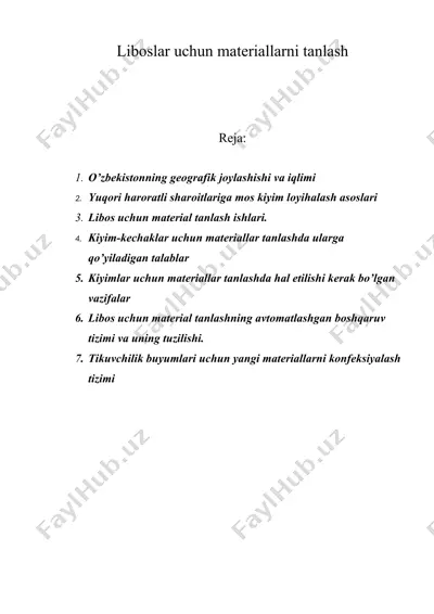 libоslar uchun matеriallarni tanlash — DOC
