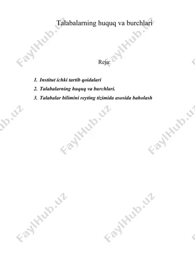 talabalarning huquq va burchlari — DOC