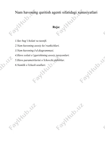 nam havоning quritish agenti sifatidagi xususiyatlari — DOCX