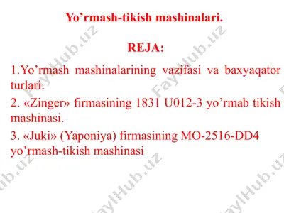 yo’rmash-tikish mashinalari — PPTX