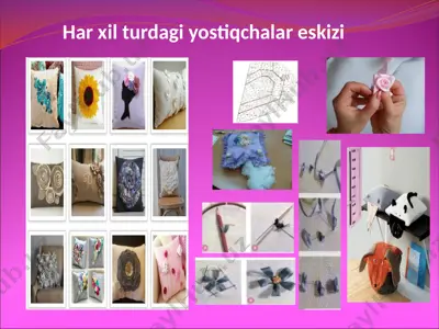 har xil turdagi yostiqchalar eskizi — PPTX