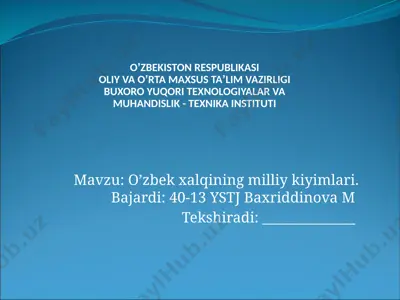kiyimlarni tikishda ishlatiladigam matolar — PPTX