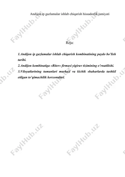 andijon ip gazlamalar ishlab chiqarish hissadorlik jamiyati — DOC