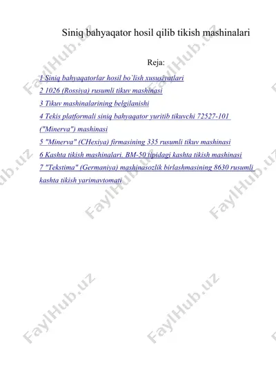 siniq bahyaqator hosil qilib tikish mashinalari — DOC