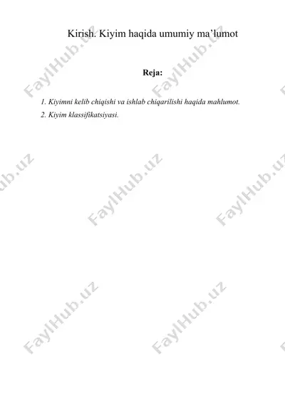 kiyim haqida umumiy ma’lumot — DOC