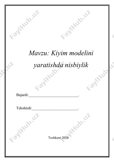 kiyim modelini yaratishda nisbiylik — DOC