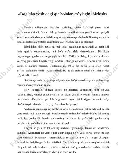 bog’cha yoshidagi qiz bolalar ko’ylagini bichish — DOC