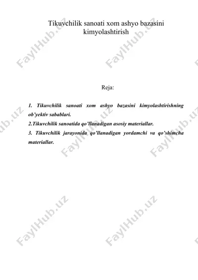 tikuvchilik sаnоаti хоm аshyo bаzаsini kimyolаshtirish — DOC