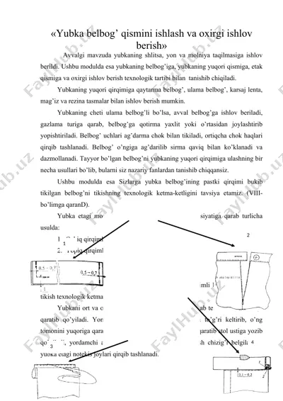 yubka belbog’ qismini ishlash va oxirgi ishlov berish — DOC