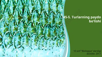 turlarning paydo bo‘lishi. 10 - sinf — PPTX