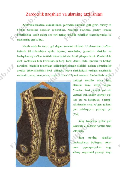 zardo'zlik naqshlari va ularning tuzilishlari — DOC