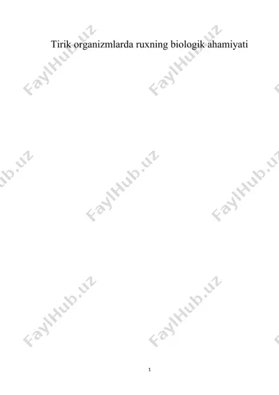 tirik organizmlarda ruxning biologik ahamiyati — DOC