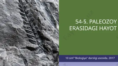 paleozoy erasidagi hayot. 10 - sinf — PPTX