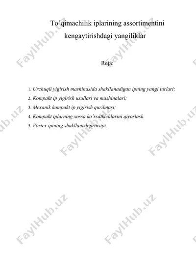 to’qimachilik iplarining assortimentini kengaytirishdagi yangiliklar — DOC