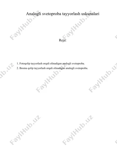analоgli svеtоprоba tayyorlash uskunalari — DOC