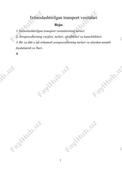 ixtisoslashtirilgan transport vositalari — DOCX
