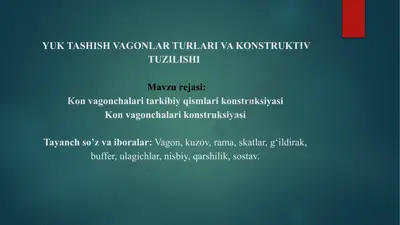 yuk tashish vagonlar turlari va konstruktiv tuzilishi — PPTX