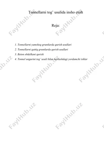 tonnellarni tog’ usulida insho etish — DOCX