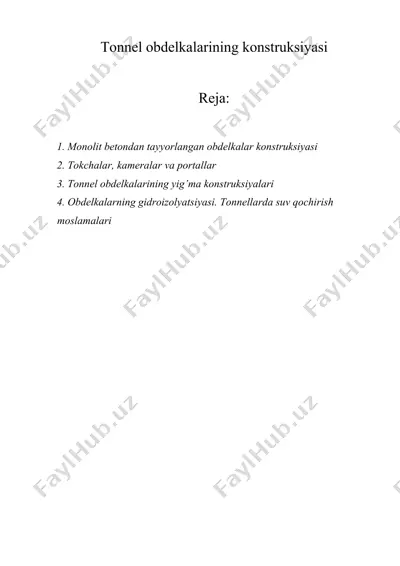tonnel obdelkalarining konstruksiyasi — DOCX