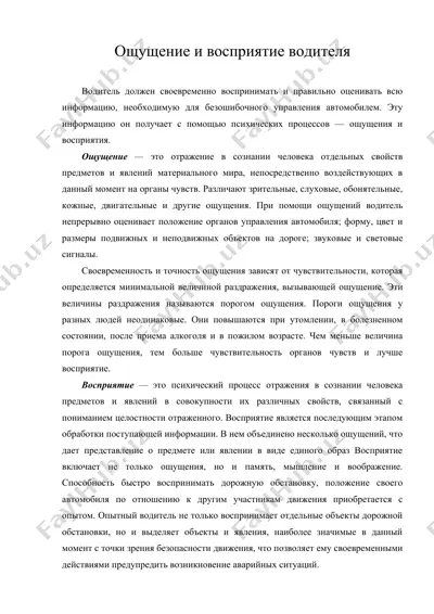 ощущение и восприятие водителя — DOC