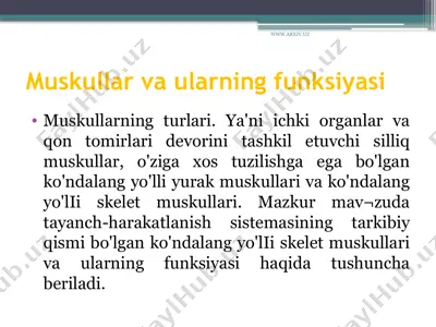 muskullar va ularning funksiyasi — PPTX