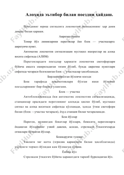 алоҳида эътибор билан поездни ҳайдаш. — DOC